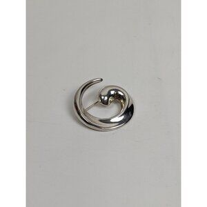 CNA 925 Sterling Silver Thailand Vintage Modernist Swirl Brooch Pin